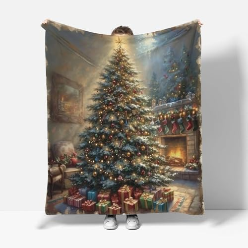 Weihnachten Kuscheldecke Erwachsene Weihnachtsbaumgeschenke Flanelldecke Decke 150x200cm Flauschig Weiche Herbst Sofadecke Warmer Fleecedecke Winter Dekodecke Tagesdecke für Couch Bett R295