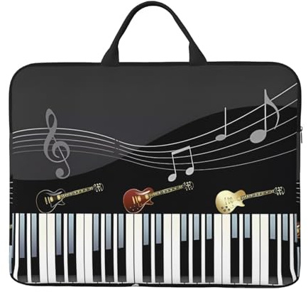 Laptoptasche, 35,6 cm (14 Zoll), mit Gitarren-Piano-Muster, wasserabweisend, Computer-Tragetasche für Damen und Herren