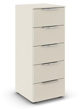 Rauch Möbel Flipp, Kommode, Farbe Beige, Breite 40 cm | Sideboard, 5 Schubladen, Soft-Close-Funktion, für Schlafzimmer, Gästezimmer, Wohnzimmer, Garderobe, Flur