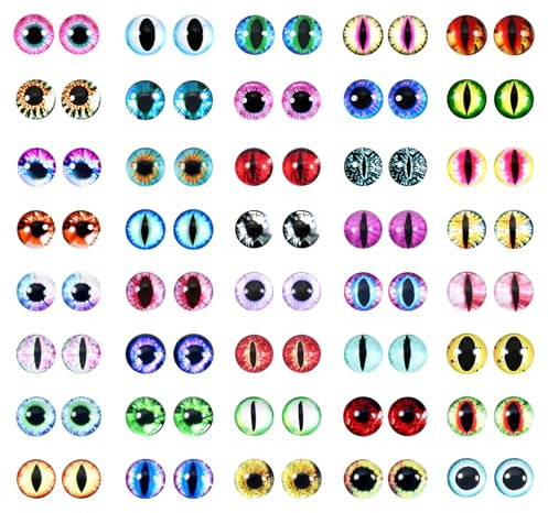 TOAOB 80 Piezas Ojo de Seguridad para Amigurumi 6 mm Ojos de Dragón Redondos 40 Estilos Cabujones de Cristal para Juguetes Accesorios de Peluche Animales de Ganchillo Marioneta | Cabujones de ojos de cristal para juguetes accesorios de peluche animales de ganchillo muñeca marioneta ojos de peluche