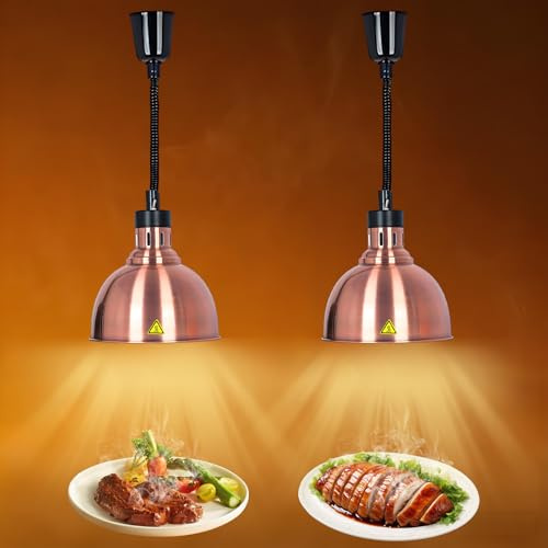 VFDZ Lamparas de Calor Hosteleria, 19cm/25cm(B-25cm, 2 Piezas) | Lampara Calienta Platos, Suspension Lampara Calor Cocina Extensible, Lamparas de Calor Alimentos para Cocina, Restaurante