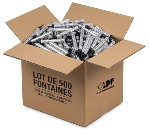 LPF LE PETIT FOURNISSEUR – Lot 500 Fontaines Scintillantes 60 Secondes Réelles – Flamme Dorée 30cm – Sans Odeur – Catégorie F1 Normes Européennes – Pour Gâteau, Bouteille, Soirées & Événements Festifs