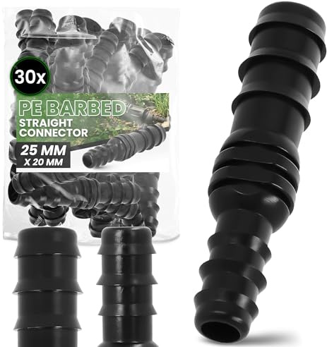Instalguru 30x Raccord Compression PE 25x20 mm Connecteur Arrosage Jardin Irrigation Tuyau Goutte À Goutte Extension Conduite Eau Plastique Noir Agricole
