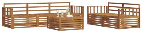 vidaXL Outdoor-Sofagarnitur 6 pcs Natur Massivholz Akazie, Garten, modernes Outdoor-Sofa, gemütliche Terrassen-Sitzgruppe aus robustem Material