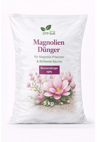 DTP-SOFT Magnolien Dünger 5kg - Magnoliendünger für üppige Blüten und gesundes Wachstum - NPK Blumendünger für Magnolien, blühende Bäume und Ziersträucher