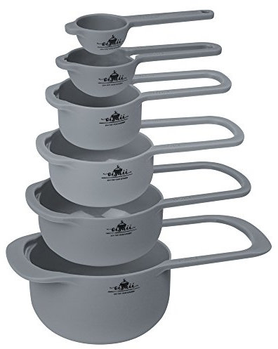 O-ishii MeasureMaster 6-teiliges Messbecher Messlöffel Set aus Kunststoff Measuring Cups für Backen und Kochen