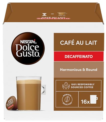 Nescafé Dolce Gusto Café Au Lait Decaffeinated, 16 Capsules (16 Servings)