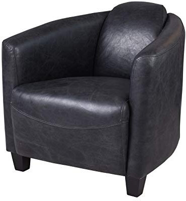 Vintage Sessel Echtleder Retro Armlehnsessel gepolstert schwarz Art Deco Sitzmöbel ovl022 Palazzo Exklusiv