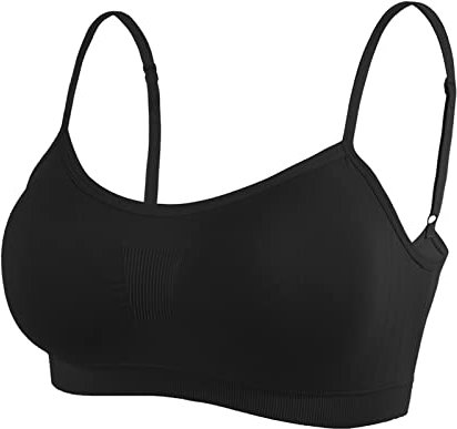 Litthing Women Sports Bra Seamless Comfort Bras Padded Ladies Tops Adjustable Strap Bralettes Vest Style Athletic Wireless Wrap Chest Crop Top for Yoga Fitness Exercise Black