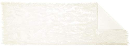 CelinaTex Plush Läufer eckig 50 x 150 cm weiß hochfloriger Fellimitat Bettvorleger Kunstfell Langhaar Flurteppich