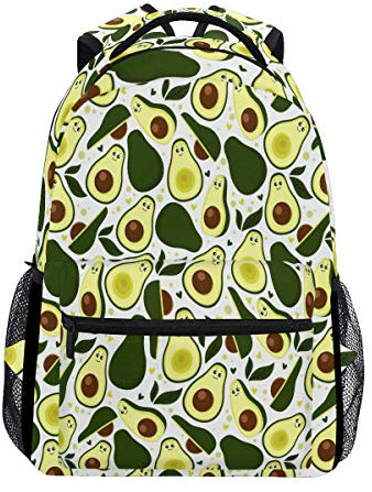 Frische Avocado Blätter Rucksack Wasserdicht Schule Schultertasche Gym Rucksack Grün Obst Laptop Tasche Outdoor Reisetasche für Kinder Jungen Mädchen Damen Herren