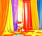 WPM 6-teiliges Regenbogen-Fenstervorhang-Set für Spielzimmer, Kinderzimmer, Schlafzimmer, Limettengrün, Orange, Rot, Weiß, Hellgelb, Marineblau, Vorhänge für Kinder (213,4 cm lang)