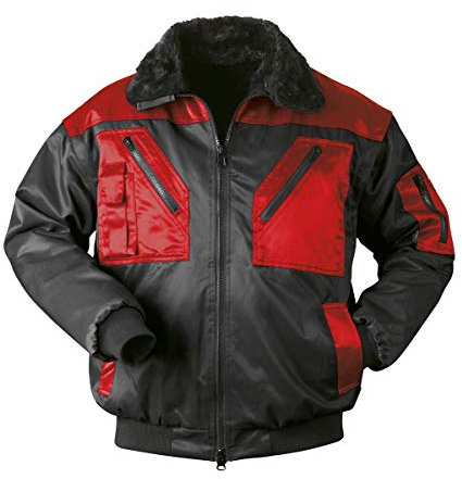 Norway Protection Pilotenjacke Pilot Jacke Arbeitsjacke 4-in-1 Funktion 2-farbig (2XL, schwarz/rot)