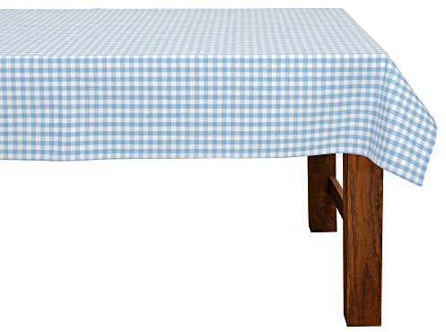 FILU Tischdecke 140 x 220 cm Hellblau/Weiß kariert (Farbe und Größe wählbar) - hochwertig gefertigtes Tischtuch aus 100% Baumwolle