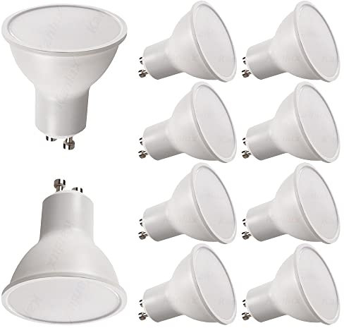 Manningham Lighting 10x 1.2W = 10W Equivalent Incandescent Lamp Power PAR16 Light Source GU10 LED Light Bulbs 6500K Cool White Energy Saving Non Dimmable Spotlight Downlight