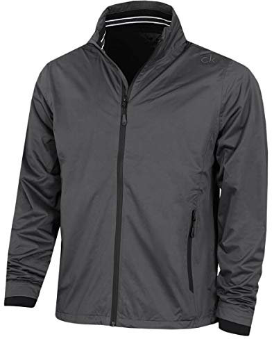Calvin Klein Herren Kragen Details wasserdichte Golfjacke - Charcoal/Schwarz - S