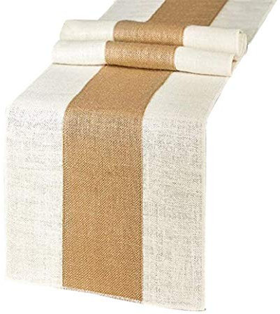 Eushine Jute Tischläufer, Weihnachten Tischläufer, Zur Innendekoration im Retro-Naturstil, Geeignet für Familienfeiern, Hochzeiten, Hoteldekorationen-183 x 30 cm