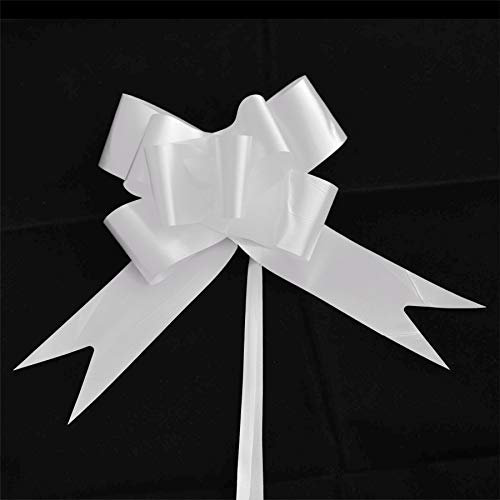 SHATCHI Large 50mm/5cm Ribbon Pull Bows for Party Wall, Gift Wraps, Christmas Trees, Wedding, Birthday Hampers Decoration Florist, White, 10pcs