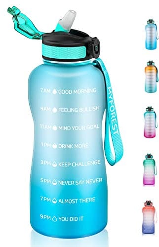 MYFOREST 2200ml/74oz Sports Water Bottle, Time Marker for Motivational Hydration, Drop-proof, BPA-free, Wide Mouth for Easy Clean: Cold/Hot/Carbonated/Cider