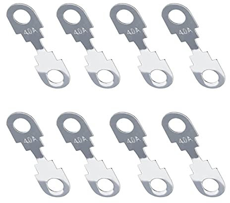 YINETTECH 8pcs 40A Bande de Fusible Plat en Alliage de Zinc Pièces de Ton Argent pour Voiture DC12V Universel