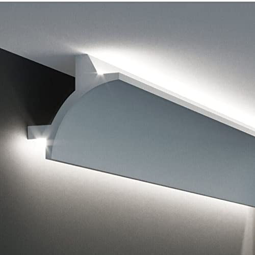 PROVISTON | Lichtleiste | Polyurethan | 90 x 90 x 2000 mm | Weiß | Indirekte Beleuchtung | LED Beleuchtung