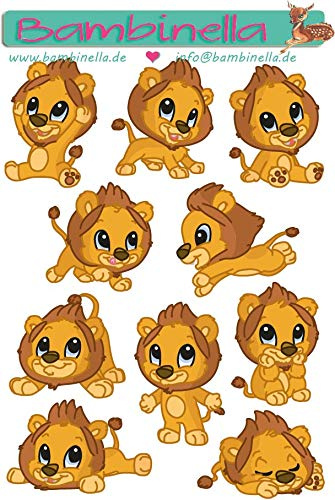 Bambinella Stickerparade – Löwe - 10 große Sticker aus PVC-Folie nur für glatte Oberflächen.