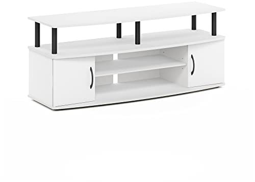 Furinno JAYA Large Entertainment Center, TV Stand, TV Unit Hold up to 55 Inch TV, White/Black, 119.9 (W) x 49.8 (H) x 40.1 (D) cm
