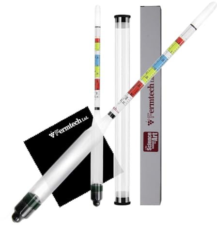 Hydrometer für Wein, Bier und Kombucha - Reinigungsblatt und ABV-Aufbewahrungskoffer