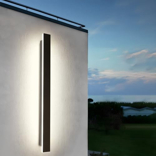 ZTWLEED LED Wandleuchte Aussen,21W/100CM Lange Aussenlampe Wand | IP65 Wasserdicht,Naturweiß 4000K Außenwandleuchten für Gärten Villa Korridor Terrassenbeleuchtung, 110-240V,Schwarz