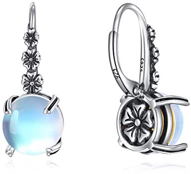 Mondstein Ohrringe 925 Sterling Silber Mondstein Leverback Ohrringe Muttertag Schmuck Geschenk für Damen