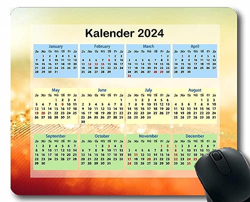 YENDOSTEEN Jahr 2024 Kalender Mauspad, Leichter Blendung Solar Maus-Pads
