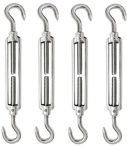 4 Pezzi M8 Tenditore Acciaio Inox 304 Tenditore Filo Regolabile Tenditori Gancio e Gancio per Cavi in Acciaio Tenditori per Funi