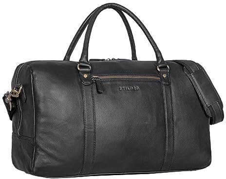 STILORD 'Iska' Vintage Reisetasche Groß aus echtem Leder - stilvoller Reisebegleiter!, Farbe:schwarz