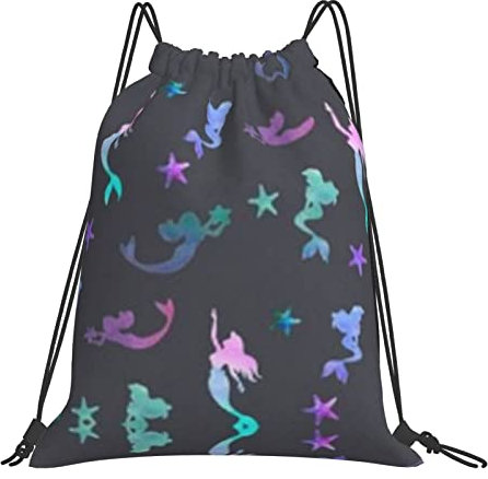 YTORA Delfine In The Sea Rucksack mit Kordelzug, wasserdichter Kordelzug-Rückensack, Turnbeutel mit Kordelzug, Schwimmtasche für Unisex, Farbige, schöne Meerjungfrau, Einheitsgröße