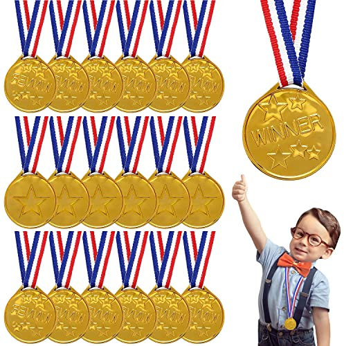 Gewinner Medaillen Gold,24 Medaillen Kindergeburtstag Kunststoff,Medaille Gold für Kinder,Siegermedaille,Goldmedaillen für Kinder,Winner Gewinner Medaille,Super Medallien für Wettbewerb Auszeichnungen