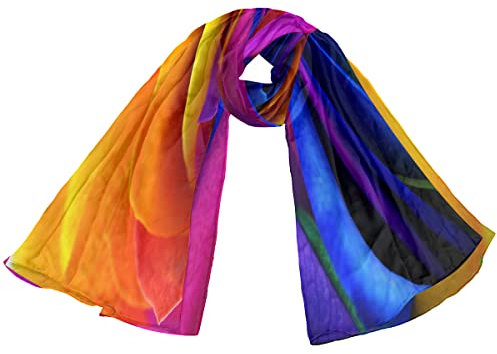 RIRIX Bunte Regenbogen Rose Schal Damen Mode Seidenschal Lang Leicht Schal Lange Seidenschal Seide Hijab Kann als Schal Hijab Schal verwendet werden, wie abgebildet, Einheitsgröße