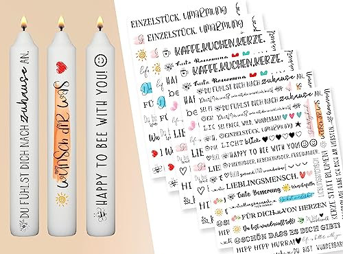 Sugeru® 6 PCS kerzenfolie(200+ Muster) DIN A5, Kerzentattoo Wassertransferdruck|wasserschiebefolie kerzen dekorieren| kerzenaufkleber sticker|Sprüche,ostern,Lieblingsmensch,Happy Birthday (Geschenk)