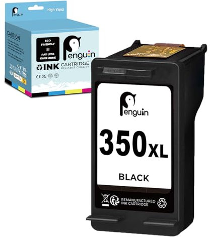 Penguin (1 Schwarz Ersatz-Tintenpatrone für Wiederaufbereitete Druckerpatronen für HP 350 XL 350XL für Photosmart C4280 C4380 C4480 C4580 C5280 D5360 Officejet J5780 J6424 Drucker