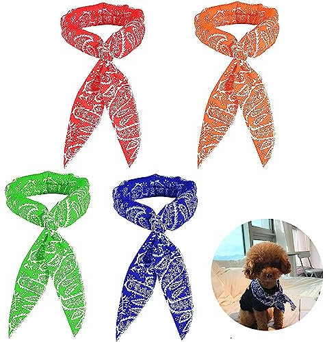 4 Pcs Ice Cool Scarf Portable Cooling Scarf Neck Wrap Soft Dog Cooling Collar Scarf for Puppy Pet Instant Chill Out