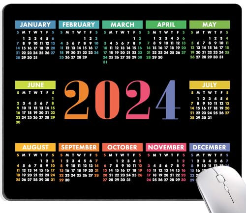 Armanza Mauspad, 2024 Kalender Mauspad, niedliches quadratisches, wasserdichtes Mauspad, rutschfeste Gummiunterseite, Computer-Mauspad für Büro-Laptop