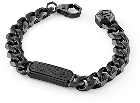 Philipp Plein Herren Armband Armkette Edelstahl IP Black GOTHIC TAG PJTEA08BL