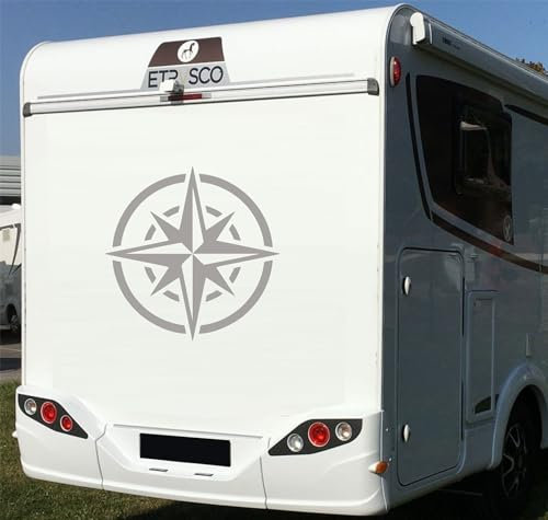 DualColorStampe Adesivi Bussola Rosa dei Venti per Camper Trail off Road Sport Adventure 4x4 per Auto per roulotte e Camper Cod. 0354 (1 Pezzo (50x50 Cm), Grigio 74)