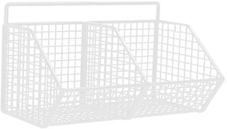 perfk Cesto di Frutta Rustico da Appendere al Muro in Filo Metallico, Organizer per Cucina, Bagno, Soggiorno, Due Griglie