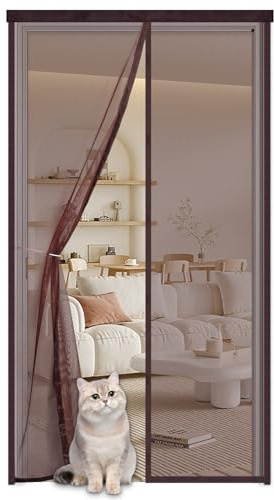 Zanzariere Magnetica per Porte Finestre 90x230cm,Zanzariera con Calamita per Porta Balcone,Traspirante Chiusura Automatica,Tenda con Magneti Anti Insetti Zanzare,Installazione Facile,Marrone