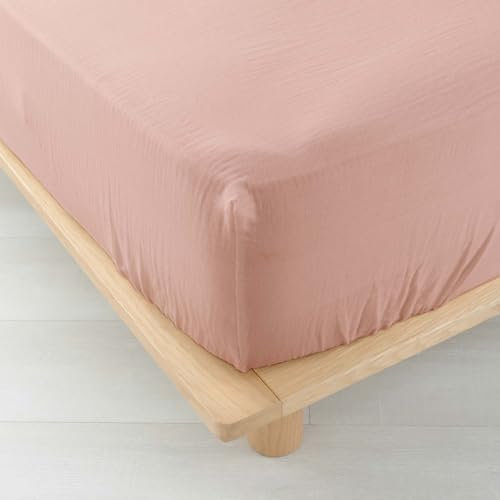 douceur d'intérieur, Drap Housse (160 x 200 cm) Angelia Rose, Gaze de Coton