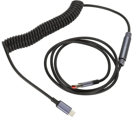 Cable de Teclado USB C en Espiral, USB C Extensible Profesional A USB A Cable de Resorte de Teclado Mecánico de Doble Manga, para Teclado Mecánico para Juegos