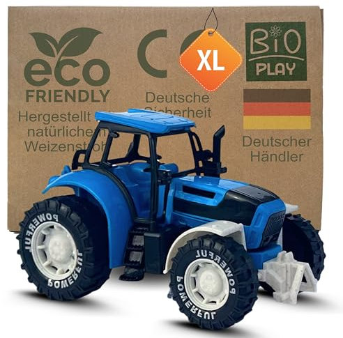 BIOPLAY Sandkasten Traktor blau ab 3 Jahre | Bio-Kunststoff | Kinderspielzeug | Sandspielzeug 36 Monate | Trecker Spielzeug | Sandspielzeug | für Mädchen und Jungs