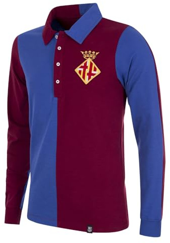 COPA - Retro Fußballtrikot Herren - FC Barcelona 1899 - Blau - Rot - Longsleeve Herren -100% Bio-Baumwolle
