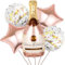 5 Piezas Globos de Aluminio Champán, Globos de Botellas Vino XXL, Globos de Botella Oro Rosa Champán Gigantes, Globo de Helio Estrella Rosa para Aniversario Cumpleaños Boda Fiesta Temática de Cerveza
