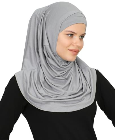 Prien Chic Hijab für Damen, Muslim Kopftuch Untertuch Set, Lange Kopftücher Kleid Frauen, Schal Für Gebetskleidung Abaya, Muslimische Kleider Für Ramadan Hajj (Grau)